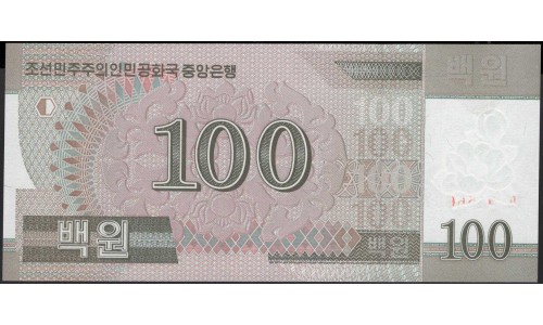 Северная Корея 100 вон 2008 (2009) год (North Korea 100 won 2008 (2009) year) P 61(1) : Unc