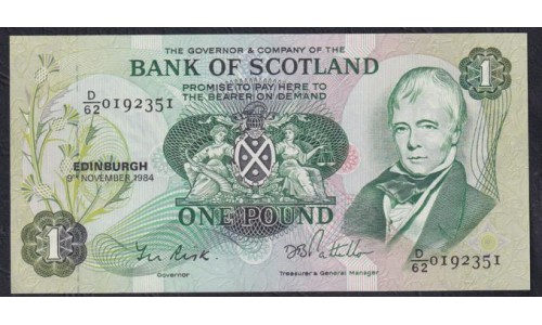 Шотландия 1 фунт 1984 (SCOTLAND 1 Pound 1984) P 111f(2): UNC