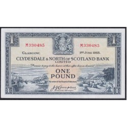 Шотландия 1 фунт 1 июня 1955 года (SCOTLAND 1 Pound Sterling 01.06.1955, CLYDESDALE&NORTH of SCOTLAND BANK) P 191(4): UNC--