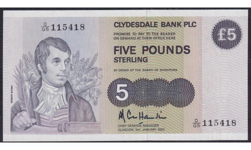 Шотландия 5 фунтов 1983 год  (SCOTLAND 5 Pounds Sterling 1983) P 212b: UNC