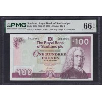 Шотландия 100 фунтов 20.12.2007 (SCOTLAND 10 Pounds Sterling 20.12.2007) P 350d: PMG 66 Gem UNC