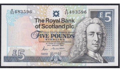 Шотландия 5 фунтов 1990 (SCOTLAND 5 Pounds Sterling 1990) P 352a: UNC