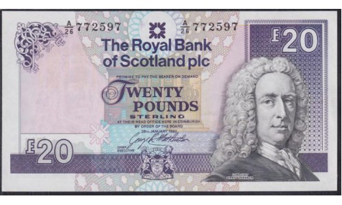 Шотландия 20 фунтов 1992 год (SCOTLAND 20 Pounds Sterling 1992) P 354b(1): UNC