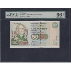 Шотландия 50 фунтов 1996года, A/AB 011304 (BANK OF SCOTLAND 50 Pounds  1996) P 225: PMG 66 Gem UNC EPQ