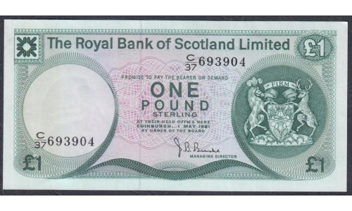 Шотландия 1 фунт 1981 (SCOTLAND 1 Pound 1981) P 336: UNC