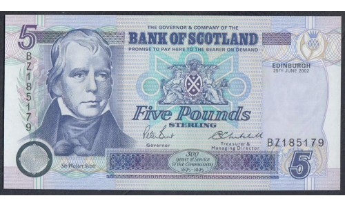 Шотландия 5 фунтов 2002 (SCOTLAND 5 Pounds 2002) P 119d: UNC