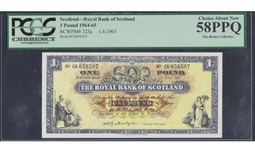 Шотландия 1 фунт 1965 г. (SCOTLAND 1 Pound 1965) P 325а: aUNC 58 PPQ