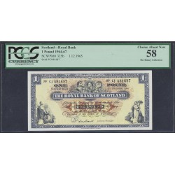 Шотландия 1 фунт 1965 г. (SCOTLAND 1 Pound 1965) P 325b: aUNC 58 PPQ