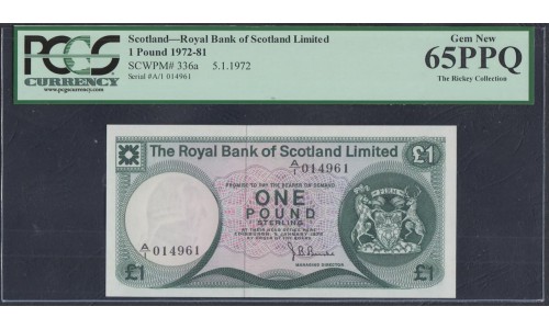Шотландия 1 фунт 1972 (SCOTLAND 1 Pound 1972) P 336: UNC PCGS 65 PPQ Gem New