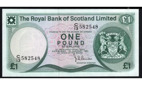 Шотландия 1 фунт 1981 (SCOTLAND 1 Pound 1981) P 336: UNC