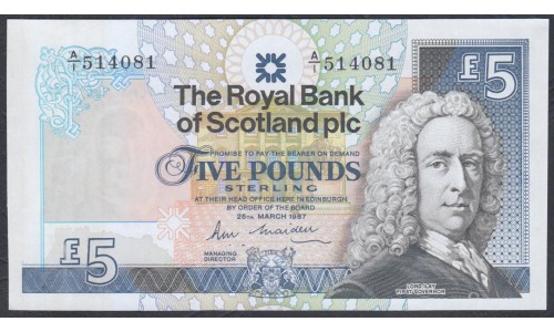 Шотландия 5 фунтов 1987 год (SCOTLAND 5 Pounds 1987) P 352a: UNC