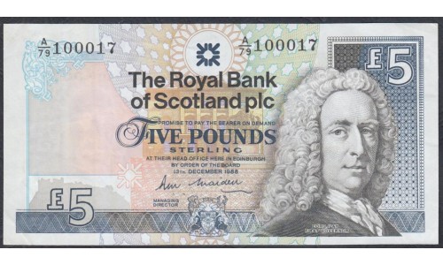 Шотландия 5 фунтов 1988 год (SCOTLAND 5 Pounds 1988) P 347a : XF/aUNC