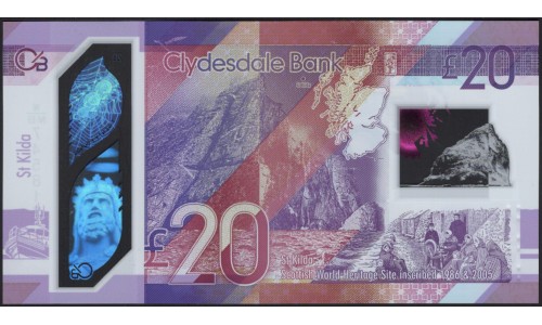 Шотландия 20 фунтов 2019 (SCOTLAND 20 Pounds Sterling 2019) P NEW : UNC