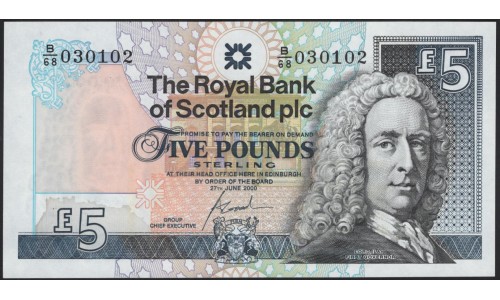 Шотландия 5 фунтов 2000 (SCOTLAND 5 Pounds Sterling 2000) P 352d : UNC