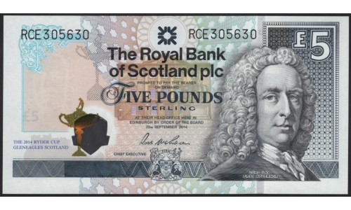 Шотландия 5 фунтов 2014 (SCOTLAND 5 Pounds Sterling 2014) P 369 : UNC