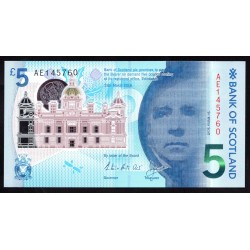 Шотландия 5 фунтов 2016 г. (SCOTLAND 5 Pounds Sterling 2016) P130:Unc