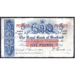 Шотландия 5 фунтов 1940 (SCOTLAND 5 Pounds 1940) P 317b : VF