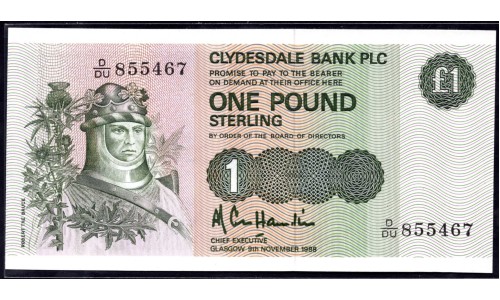 Шотландия 1 фунт 1988 (SCOTLAND 1 Pound Sterling 1988) P 211d : UNC