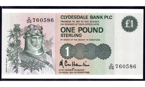 Шотландия 1 фунт 1985 (SCOTLAND 1 Pound Sterling 1985) P 211c : UNC