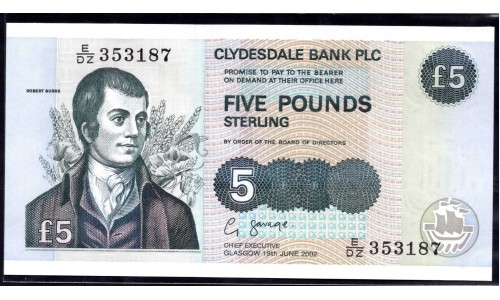Шотландия 5 фунтов 2002 (SCOTLAND 5 Pounds Sterling 2002) P 218d : UNC