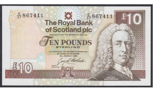 Шотландия 10 фунтов 1994 (SCOTLAND 10 Pounds Sterling 1994) P 353a: UNC