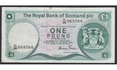 Шотландия 1 фунт 1984 (SCOTLAND 1 Pound 1984) P 341b: VF
