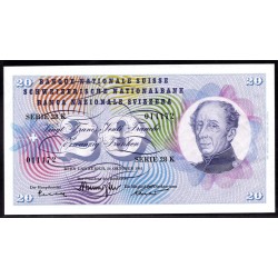 Швейцария 20 франков 1961 г. (SWITZERLAND 20 Franken 1961)  P46i:Unc