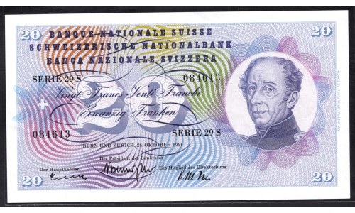 Швейцария 20 франков 1961 (SWITZERLAND 20 franks 1961) P 46i(3) : UNC