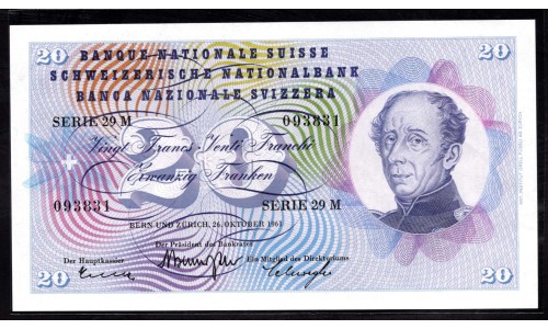 Швейцария 20 франков 1961 (SWITZERLAND 20 franks 1961) P 46i(1) : UNC