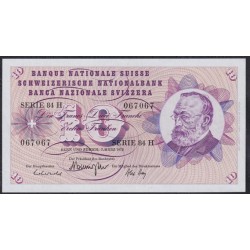 Швейцария 10 франков 7.03.1973 года, НОМЕР РАДАР 067067 (SWITZERLAND 10 franks 1.03.1973) P 45s(2): UNC