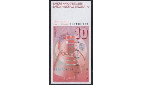 Швейцария 10 франков 1982 (SWITZERLAND 10 franks 1982) P 53d(1): UNC