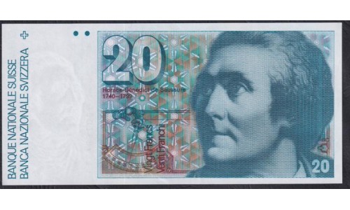 Швейцария 20 франков 1990 (SWITZERLAND 20 franks 1990) P 55i: UNC