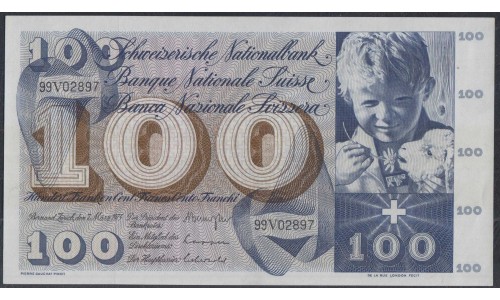 Швейцария 100 франков 1973 (SWITZERLAND 100 franks 1973) P 49o(1): UNC