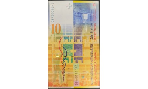Швейцария 10 франков 2008 (SWITZERLAND 10 franks 2008) P 67c(3): UNC