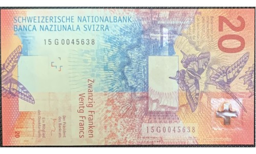 Швейцария 20 франков 2015 (SWITZERLAND 20 franks 2015) P 76b : UNC