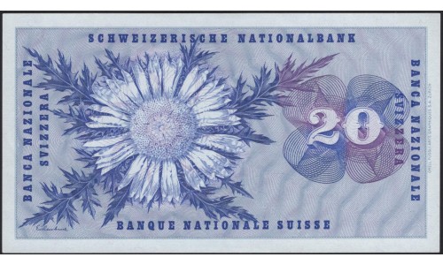 Швейцария 20 франков 1972 (SWITZERLAND 20 franks 1972) P 46t : UNC
