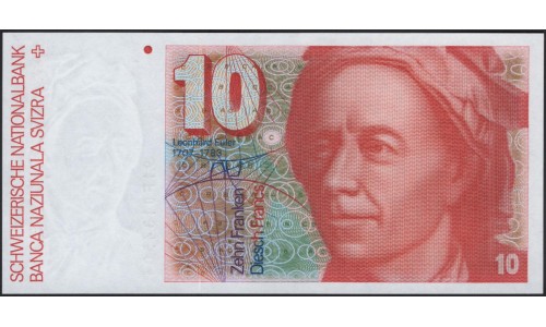 Швейцария 10 франков 1991 (SWITZERLAND 10 franks 1991) P 53j : UNC