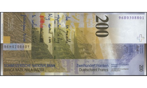 Швейцария 200 франков 1996 (SWITZERLAND 200 franks 1996) P 73a : UNC