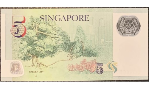 Сингапур 5 долларов б\д (2007-2020) (Singapore 5 dollars ND (2007-2020)) P 47d : UNC