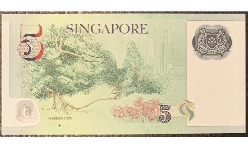 Сингапур 5 долларов б\д (2007-2020) (Singapore 5 dollars ND (2007-2020)) P 47f : UNC