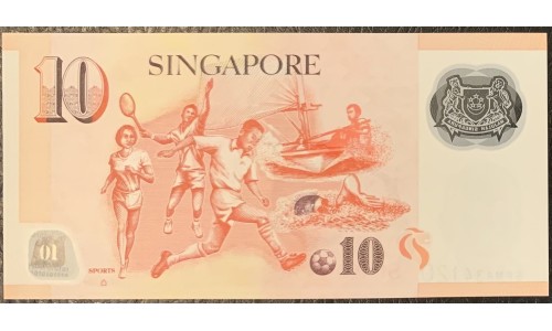 Сингапур 10 долларов б\д (2004-2020) (Singapore 10 dollars ND (2004-2020)) P 48k : UNC
