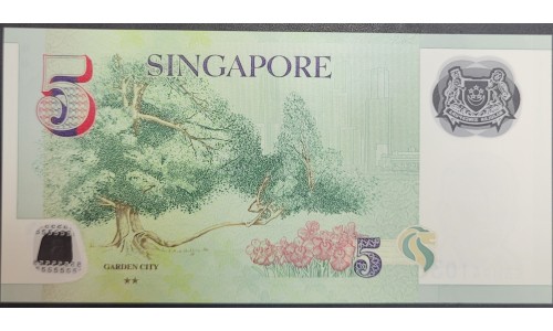 Сингапур 5 долларов б\д (2007-2020) (Singapore 5 dollars ND (2007-2020)) P 47h: UNC