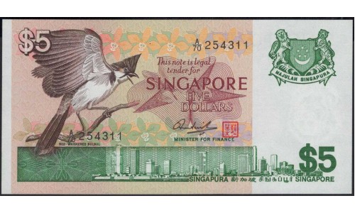 Сингапур 5 долларов б\д (1976) (Singapore 5 dollars ND (1976)) P 10 : UNC