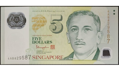 Сингапур 5 долларов б\д (2007-2020) (Singapore 5 dollars ND (2007-2020)) P 47c : UNC