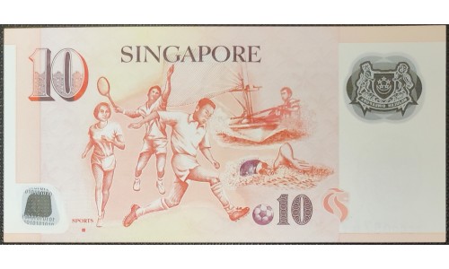 Сингапур 10 долларов б\д (2004-2020) (Singapore 10 dollars ND (2004-2020)) P 48b : UNC