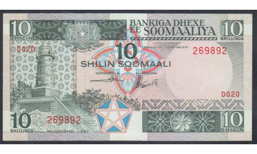 Сомали 10 шиллингов 1987 г. (SOMALIA 10 shillings 1987) P 32c: UNC 