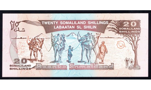 Сомалиленд 20 шиллингов 1994 г. (SOMALILAND 20 shillings 1994) P 3а: UNC 