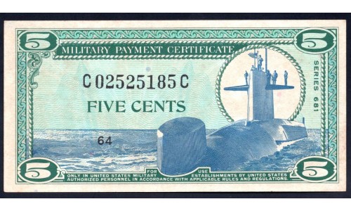 США 5 центов ND (1969 г.) серия 681 (UNITED STATES OF AMERICA 5 Cents ND (1969) MILITARY) PM75:Unc
