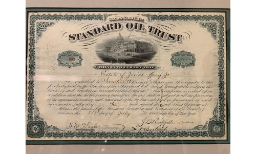 США Сертификат на 17000 акций 1883 года компании Джона Рокфеллера Standard Oil!!!! РАРИТЕТ!!!!!