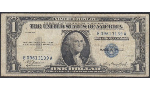 США 1 доллар 1935года, серебряный сертификат (UNITED STATES OF AMERICA  1 Dollar 1935, Silver Certificate) P 416a: VF